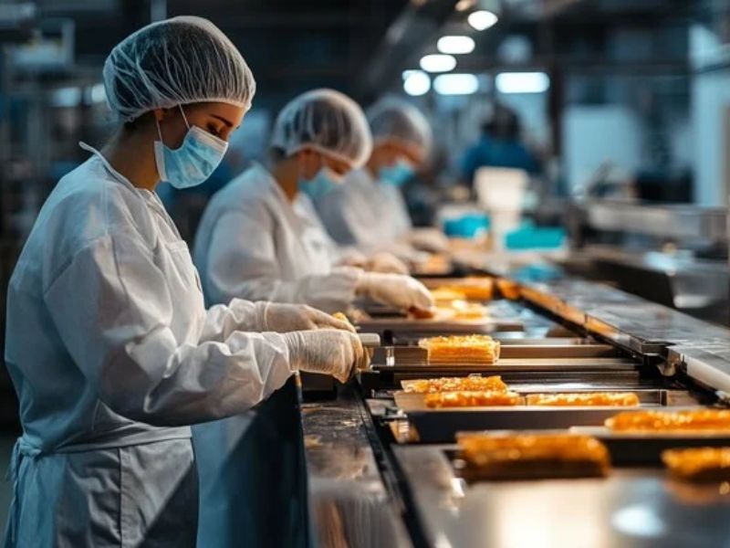 Nhân viên vận hành dây chuyền pha chế tại Shizuoka điều khiển xe nâng, quản lý hàng hóa và giám sát công đoạn chiết rót sản phẩm